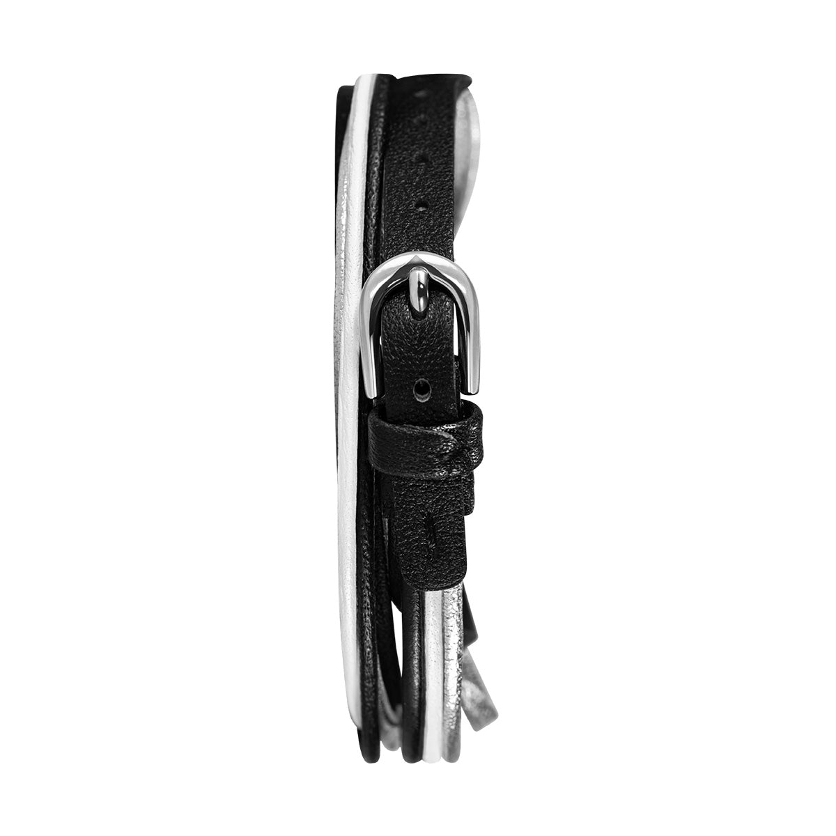 Double Petit Bracelet Noir et Argenté