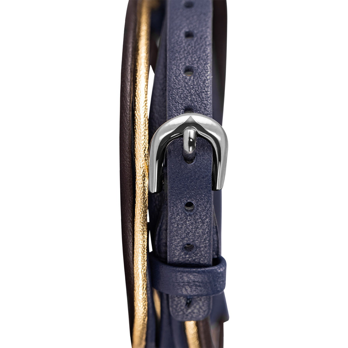 Double Bracelet marron, doré et bleu